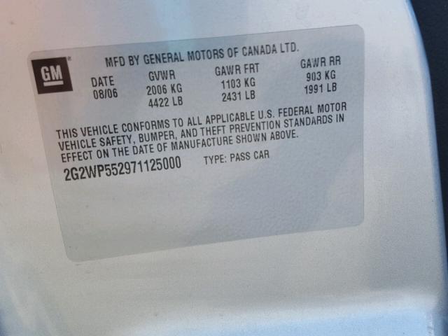 2G2WP552971125000 - 2007 PONTIAC GRAND PRIX SILVER photo 10