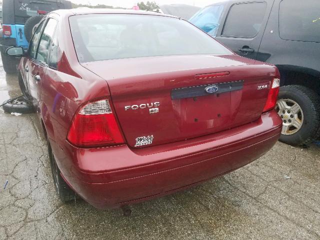 1FAFP34N96W244304 - 2006 FORD FOCUS ZX4 MAROON photo 3