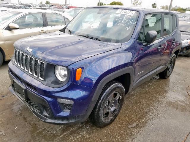 ZACNJBAB4KPJ98221 - 2019 JEEP RENEGADE S BLUE photo 2