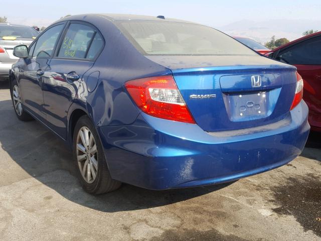 19XFB2F9XCE341763 - 2012 HONDA CIVIC EXL BLUE photo 3