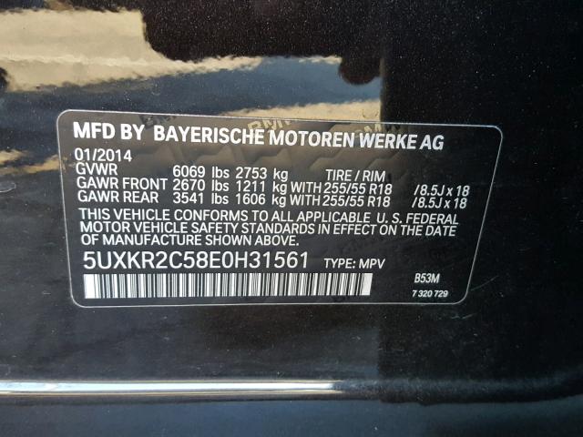 5UXKR2C58E0H31561 - 2014 BMW X5 SDRIVE3 BLACK photo 10