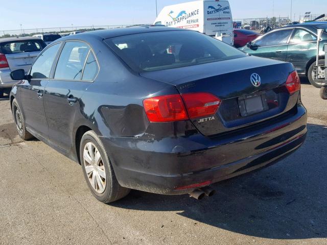 3VW2K7AJ1CM382430 - 2012 VOLKSWAGEN JETTA BASE BLACK photo 3