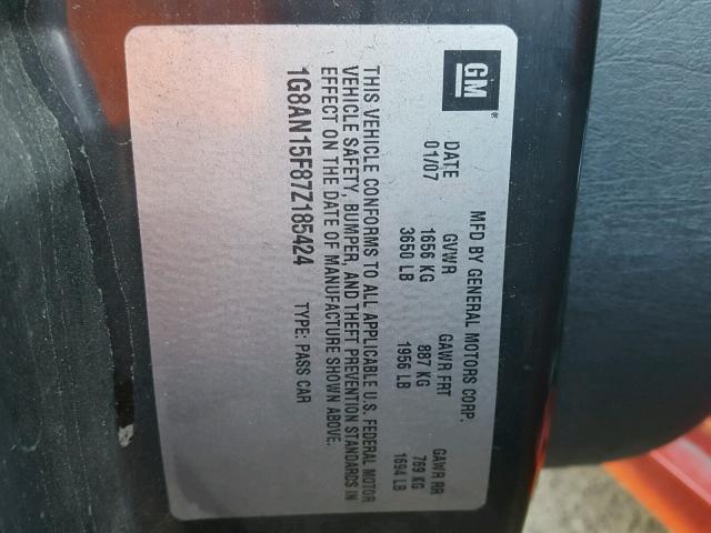 1G8AN15F87Z185424 - 2007 SATURN ION LEVEL RED photo 10