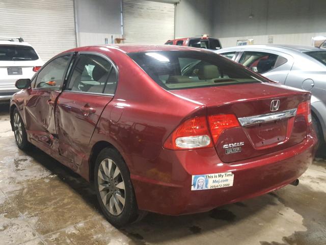 19XFA16999E002630 - 2009 HONDA CIVIC EXL RED photo 3