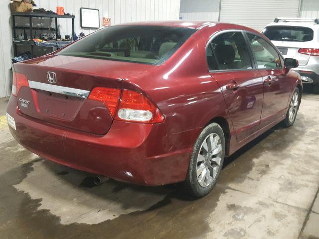 19XFA16999E002630 - 2009 HONDA CIVIC EXL RED photo 4