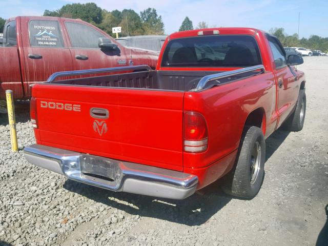 1B7FL26X7VS144514 - 1997 DODGE DAKOTA RED photo 4