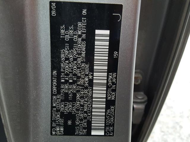 JTLKT324350198697 - 2005 TOYOTA SCION XB Күміс фото 10