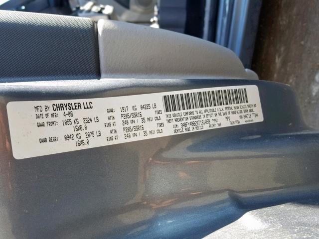 3A8FY48B28T181058 - 2008 CHRYSLER PT CRUISER BLUE photo 10