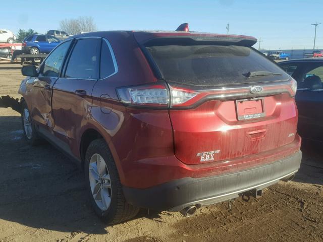 2FMTK3J8XFBB37723 - 2015 FORD EDGE SEL RED photo 3