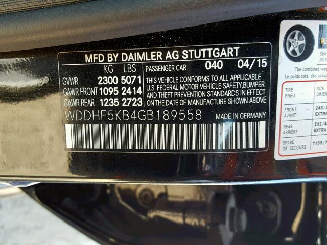 WDDHF5KB4GB189558 - 2016 MERCEDES-BENZ E 350 BLACK photo 10