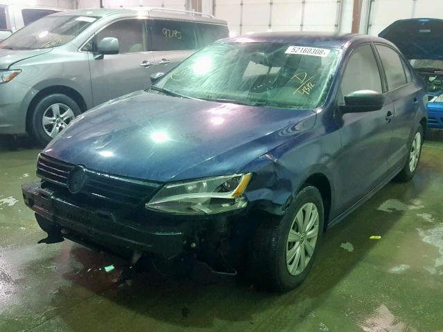 3VW2K7AJXDM304312 - 2013 VOLKSWAGEN JETTA BASE BLUE photo 2