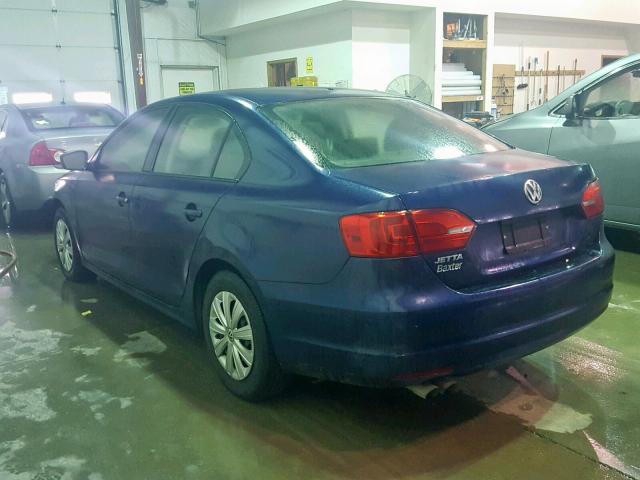 3VW2K7AJXDM304312 - 2013 VOLKSWAGEN JETTA BASE BLUE photo 3