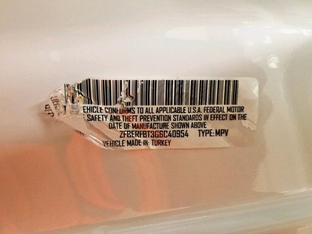 ZFBERFBT3G6C40954 - 2016 RAM PROMASTER 白色 照片 10