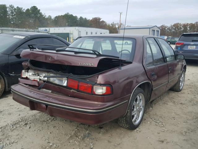 2G1WL54T6N1131747 - 1992 CHEVROLET LUMINA MAROON photo 4