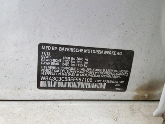 WBA3C3C58EF987106 - 2014 BMW 320 I WHITE photo 10