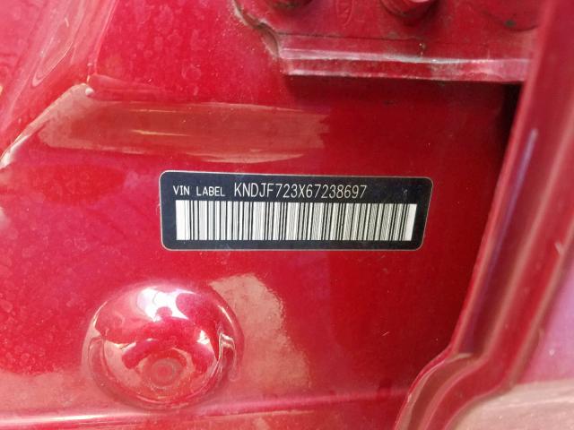 KNDJF723X67238697 - 2006 KIA NEW SPORTA RED photo 10