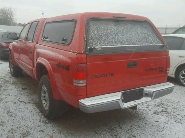 1D7HG48N14S608325 - 2004 DODGE DAKOTA QUA RED photo 3