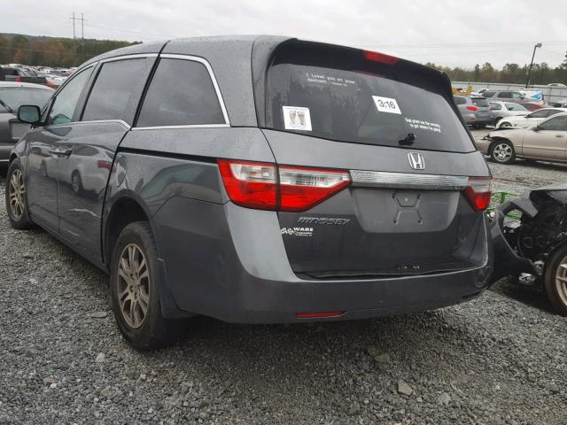 5FNRL5H66CB029819 - 2012 HONDA ODYSSEY EX GRAY photo 3