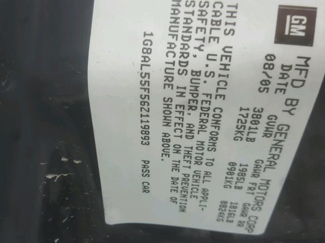 1G8AL55F56Z119893 - 2006 SATURN ION LEVEL BLACK photo 10