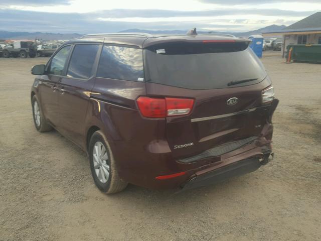 KNDMB5C16J6398181 - 2018 KIA SEDONA LX MAROON photo 3