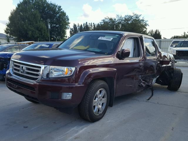 5FPYK1F49EB004576 - 2014 HONDA RIDGELINE MAROON photo 2