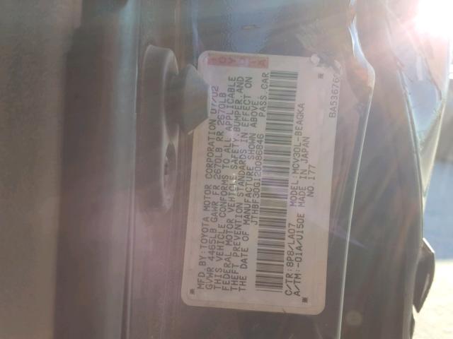 JTHBF30G120086846 - 2002 LEXUS ES 300 BLACK photo 10