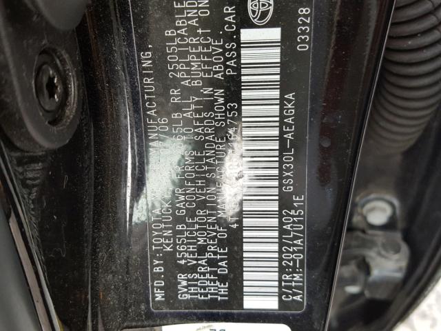 4T1BK36B86U164753 - 2006 TOYOTA AVALON XL BLACK photo 10