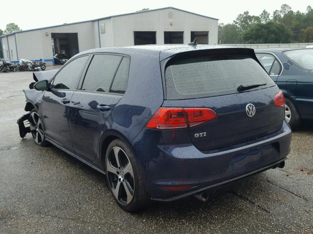 3VW4T7AU9GM018875 - 2016 VOLKSWAGEN GTI S/SE BLUE photo 3