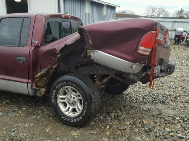 1B7GG2AX81S140935 - 2001 DODGE DAKOTA QUA RED photo 9