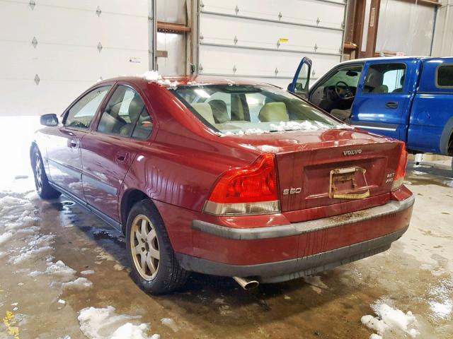 YV1RH59H942376402 - 2004 VOLVO S60 2.5T BURGUNDY photo 3