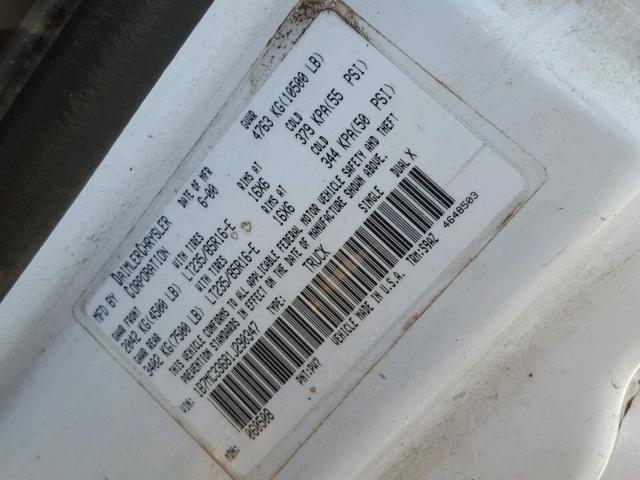 1B7MC33681J290347 - 2001 DODGE RAM 3500 WHITE photo 10