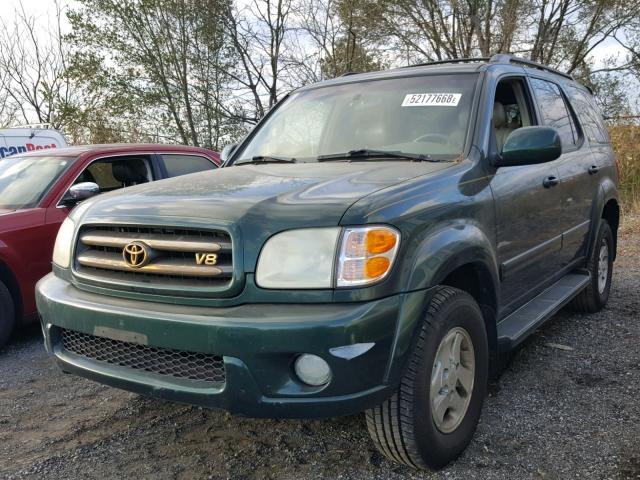 5TDBT48A32S127362 - 2002 TOYOTA SEQUOIA LI GREEN photo 2