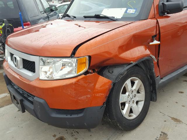 5J6YH187X9L004694 - 2009 HONDA ELEMENT EX ORANGE photo 9