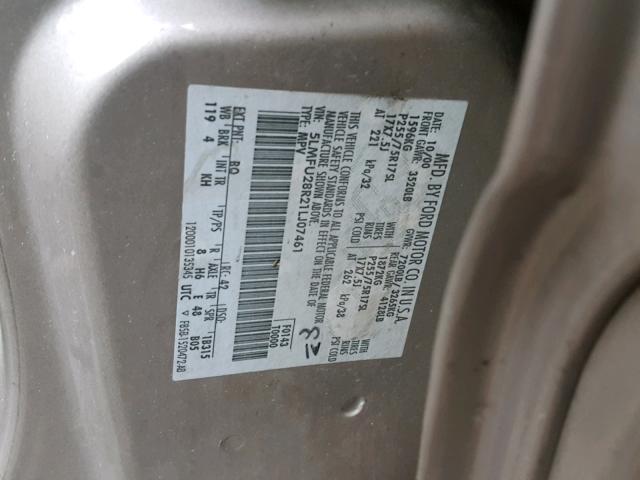 5LMFU28R21LJ07461 - 2001 LINCOLN NAVIGATOR ბეჟი ფოტო 10