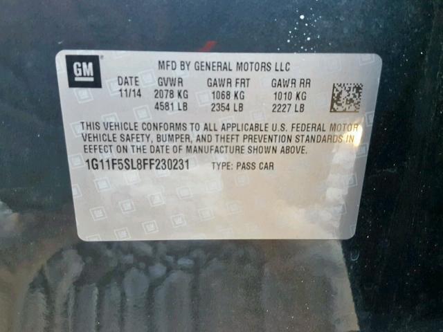 1G11F5SL8FF230231 - 2015 CHEVROLET MALIBU LTZ GRAY photo 10