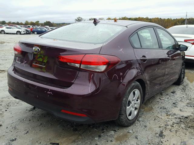 3KPFK4A72JE200894 - 2018 KIA FORTE LX BURGUNDY photo 4