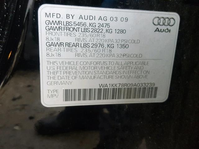 WA1KK78R09A033239 - 2009 AUDI Q5 3.2 BLACK photo 10