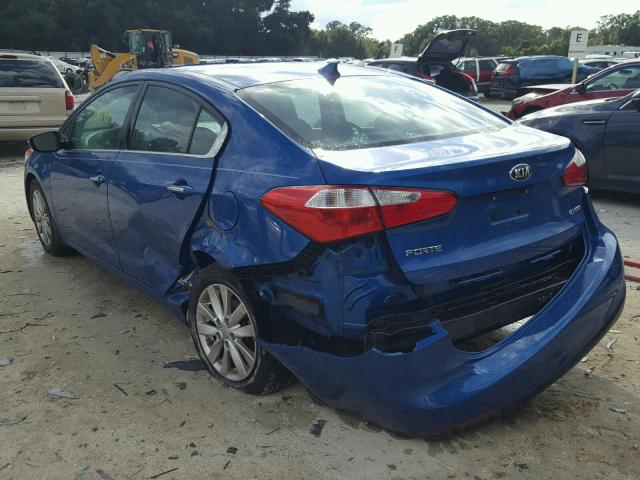 KNAFX4A82F5320981 - 2015 KIA FORTE EX BLUE photo 3