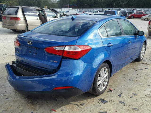 KNAFX4A82F5320981 - 2015 KIA FORTE EX BLUE photo 4