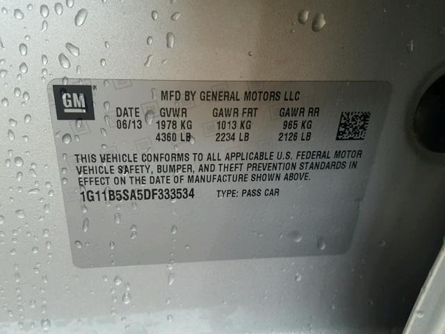 1G11B5SA5DF333534 - 2013 CHEVROLET MALIBU LS 银色 照片 10