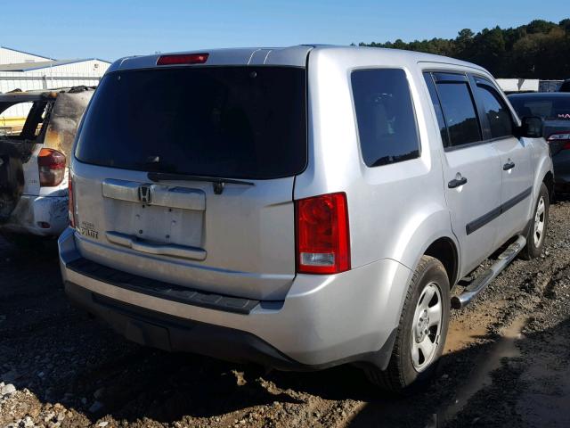 5FNYF3H21EB020145 - 2014 HONDA PILOT LX SILVER photo 4