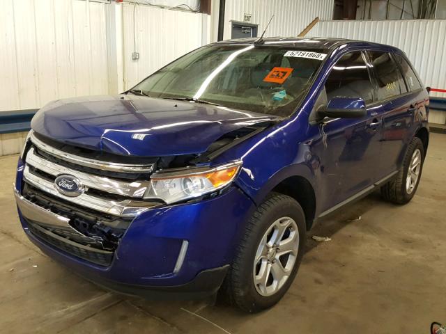 2FMDK3JC1DBB22503 - 2013 FORD EDGE SEL BLUE photo 2