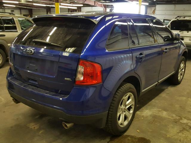 2FMDK3JC1DBB22503 - 2013 FORD EDGE SEL BLUE photo 4