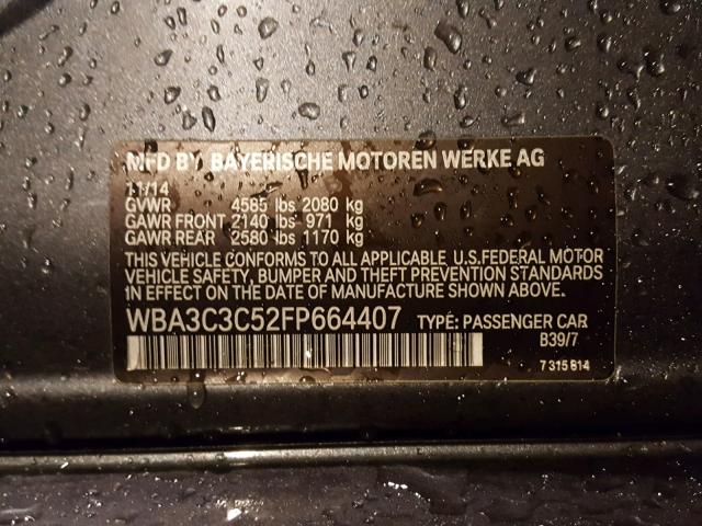 WBA3C3C52FP664407 - 2015 BMW 320 I GRAY photo 10