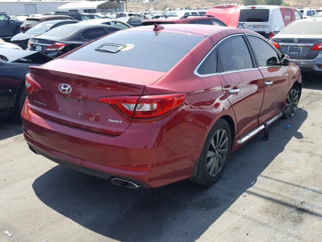 5NPE34AF2FH138142 - 2015 HYUNDAI SONATA SPO RED photo 4