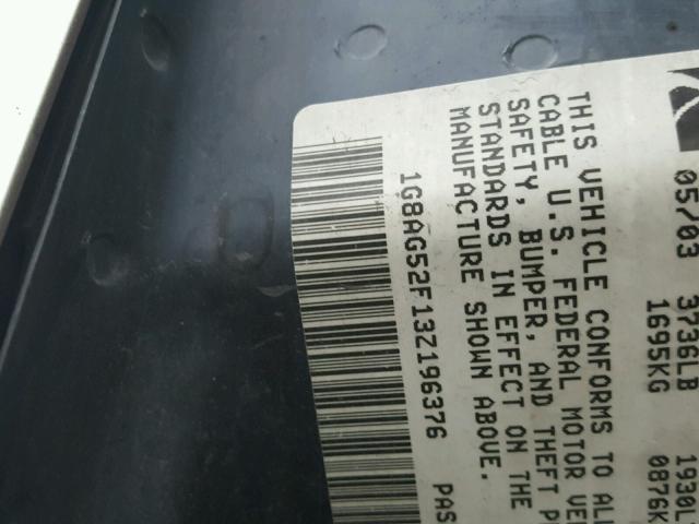 1G8AG52F13Z196376 - 2003 SATURN ION LEVEL SILVER photo 10