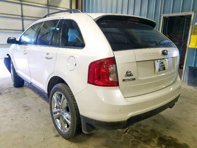 2FMDK4JC6DBE25704 - 2013 FORD EDGE SEL WHITE photo 3