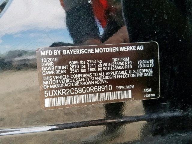 5UXKR2C58G0R68910 - 2016 BMW X5 SDRIVE3 BLACK photo 10