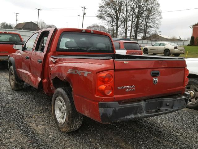 1D7HW38K38S519140 - 2008 DODGE DAKOTA SXT BURGUNDY photo 3