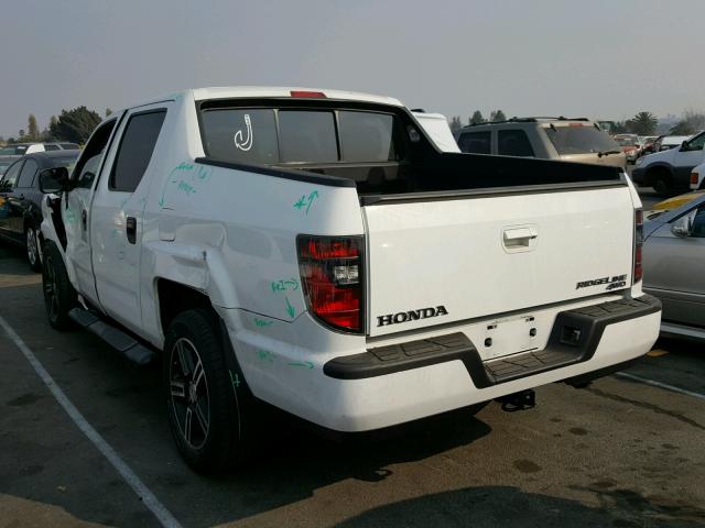 5FPYK1F71EB011306 - 2014 HONDA RIDGELINE WHITE photo 3